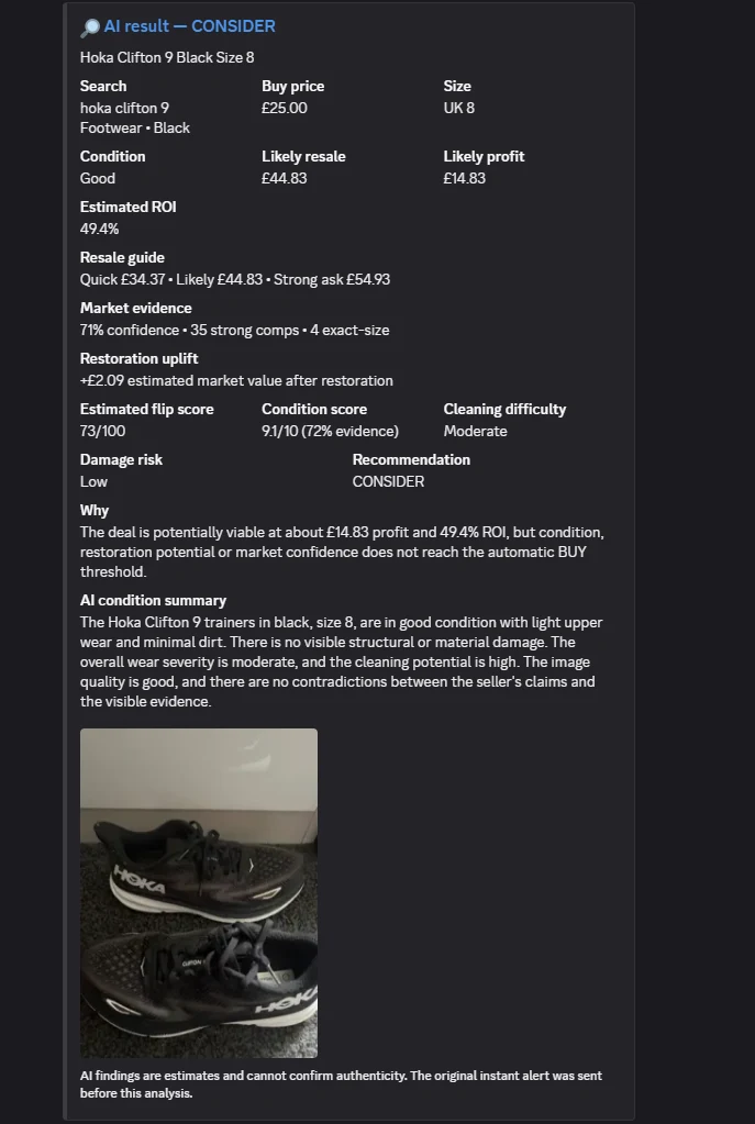 Discord AutoBot Hoka AI result with condition evidence